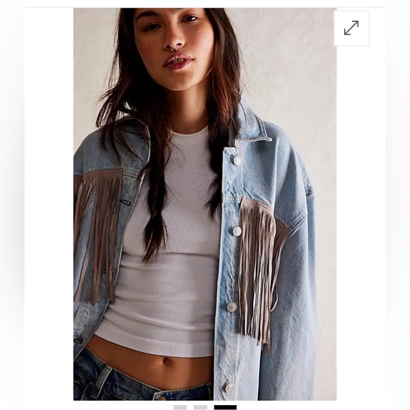 We The Free Fringe Out Denim Jacket by Free People Brand New W/O Tag Small - Picture 4 of 8